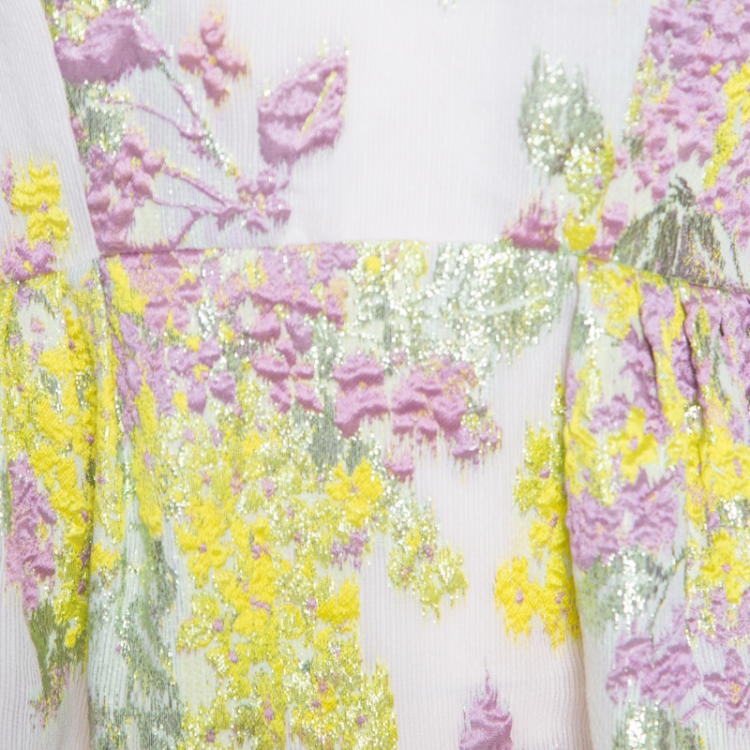 Pre Owned Max Mara Multicolor Floral Lurex Embossed Jacquard Danzica Maxi Dress M