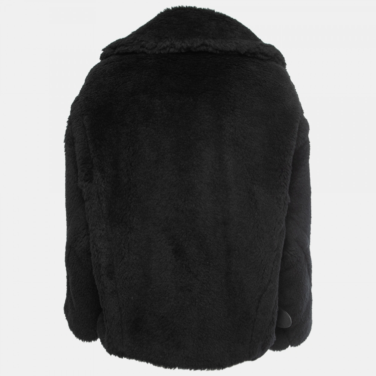 مملوكة مسبقًا Max Mara Black Alpaca Wool Buckle Detail Jacket M
