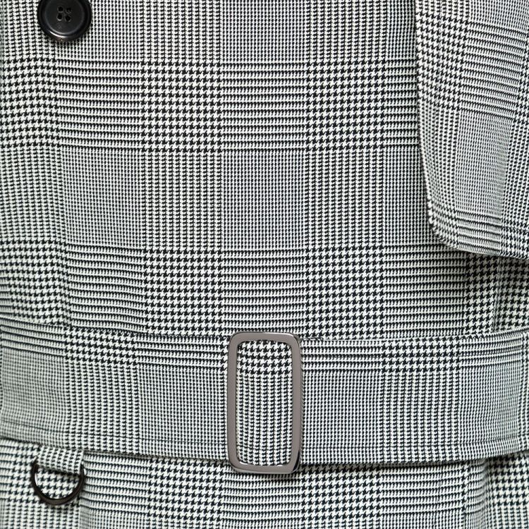مملوكة مسبقًا Max Mara Black Checkered Cotton Belted Trench Coat M