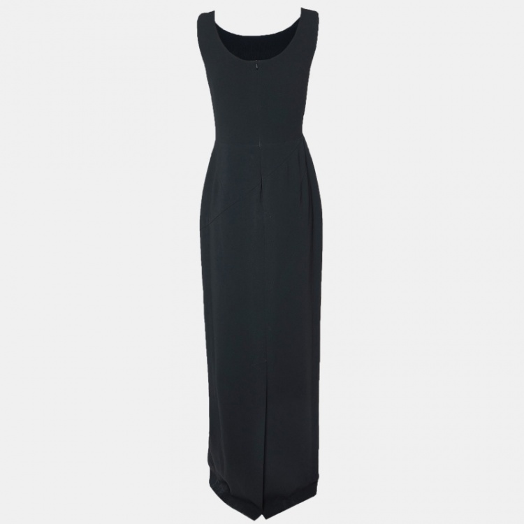 Pre Owned Max Mara Black Crepe Affetto Sleeveless Maxi Dress S