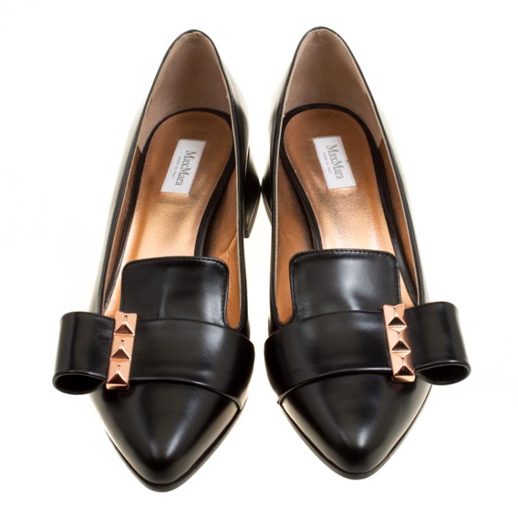 Pre Owned Max Mara Black Leather Colomba Pumps Size 36.5