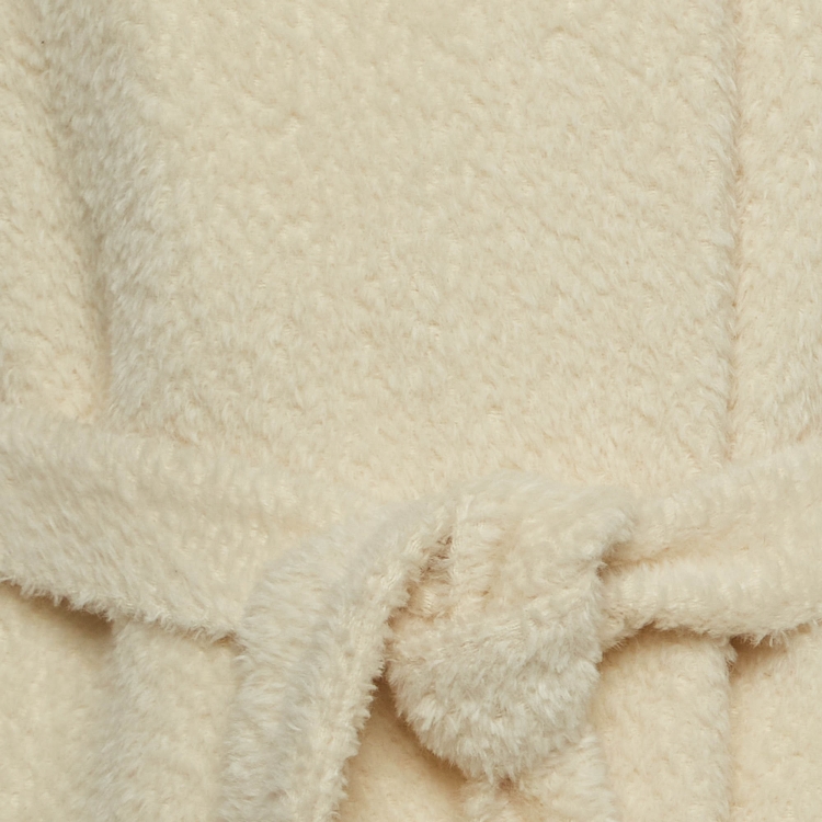 Pre Owned Max Mara Studio Cream Fur Trim Wool Blend Belted Coat S