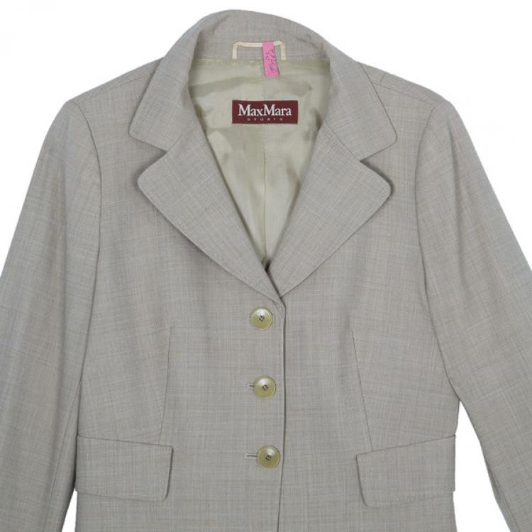 Pre Owned Max Mara Beige Laine Skirt Suit M