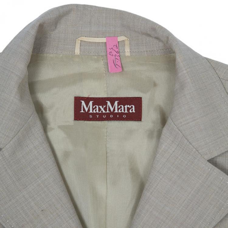 Pre Owned Max Mara Beige Laine Skirt Suit M