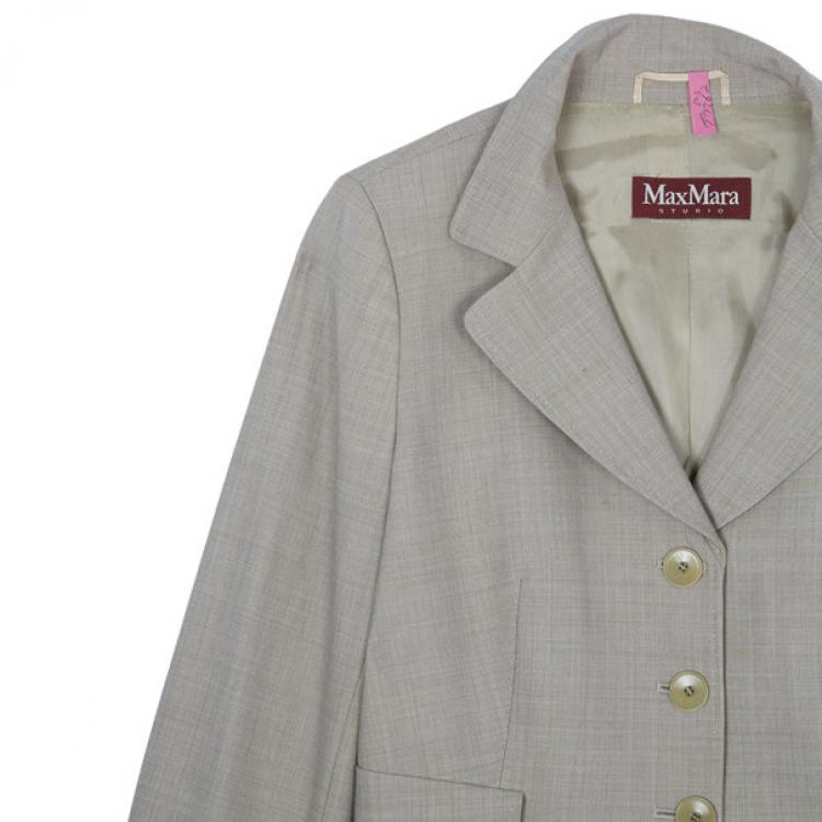 Pre Owned Max Mara Beige Laine Skirt Suit M