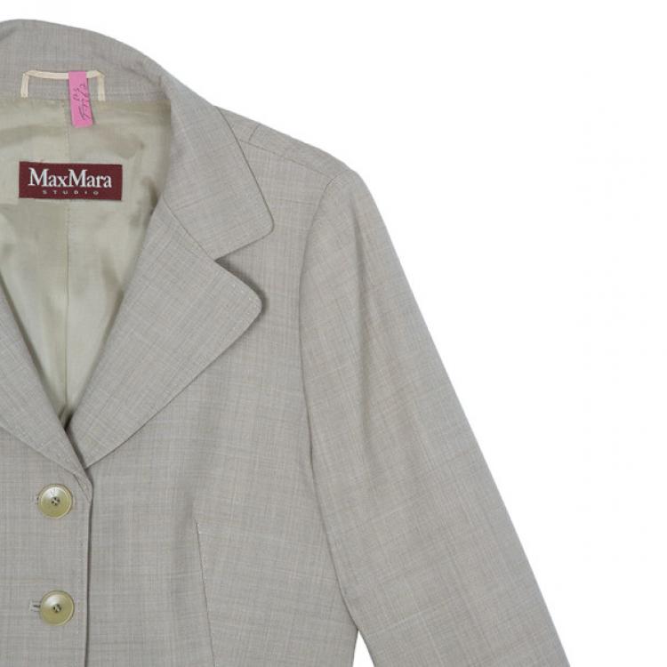 Pre Owned Max Mara Beige Laine Skirt Suit M