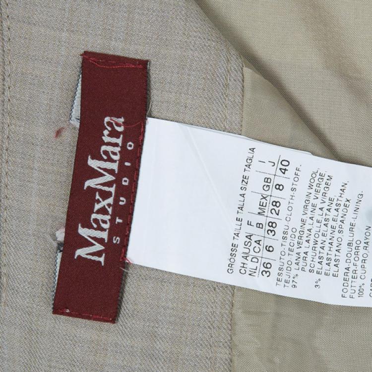Pre Owned Max Mara Beige Laine Skirt Suit M