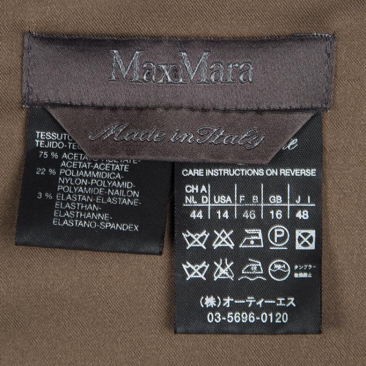 Pre Owned Max Mara Brown Satin Flower Detail Sleeveless Sheath Dress L