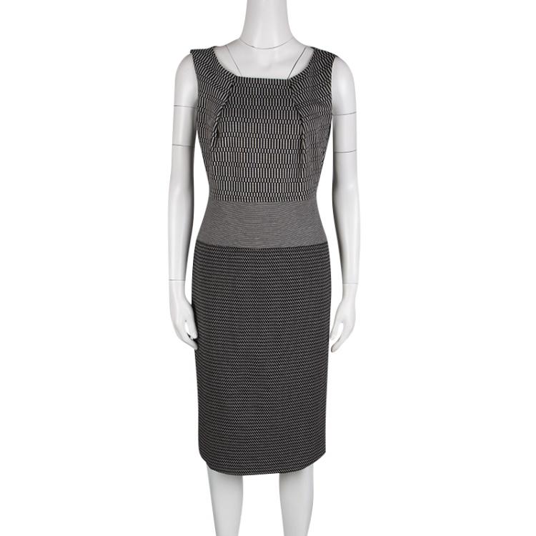 Pre Owned Max Mara Monochrome Knit Sleeveless Dress M