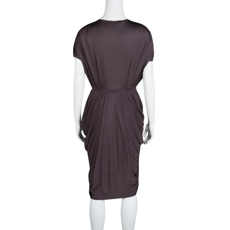 Pre Owned Max Mara Purple Draped Tie Detail Dress.M