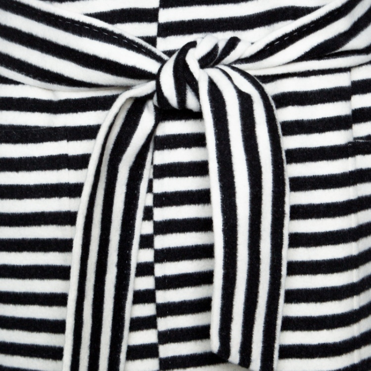 Pre Owned Max Mara Sfilata Monochrome Striped Wool And Angora-Belted Coat S