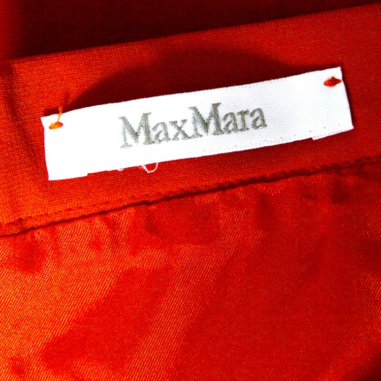 Pre Owned Max Mara Blood Orange Knit Pencil Skirt M