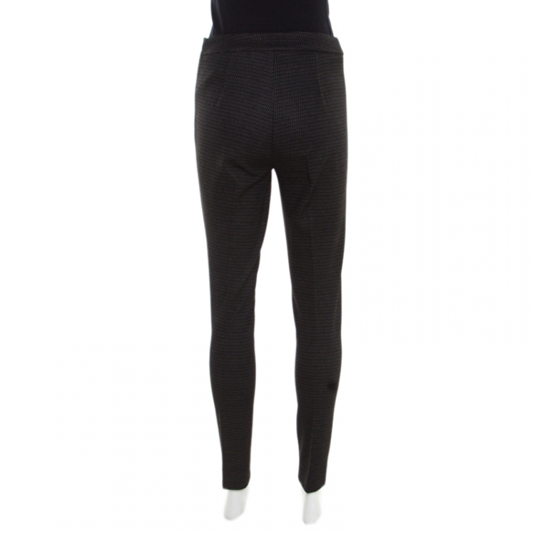 Pre Owned Max Mara Monochrome Dotted Jacquard High Waist Skinny Pants S