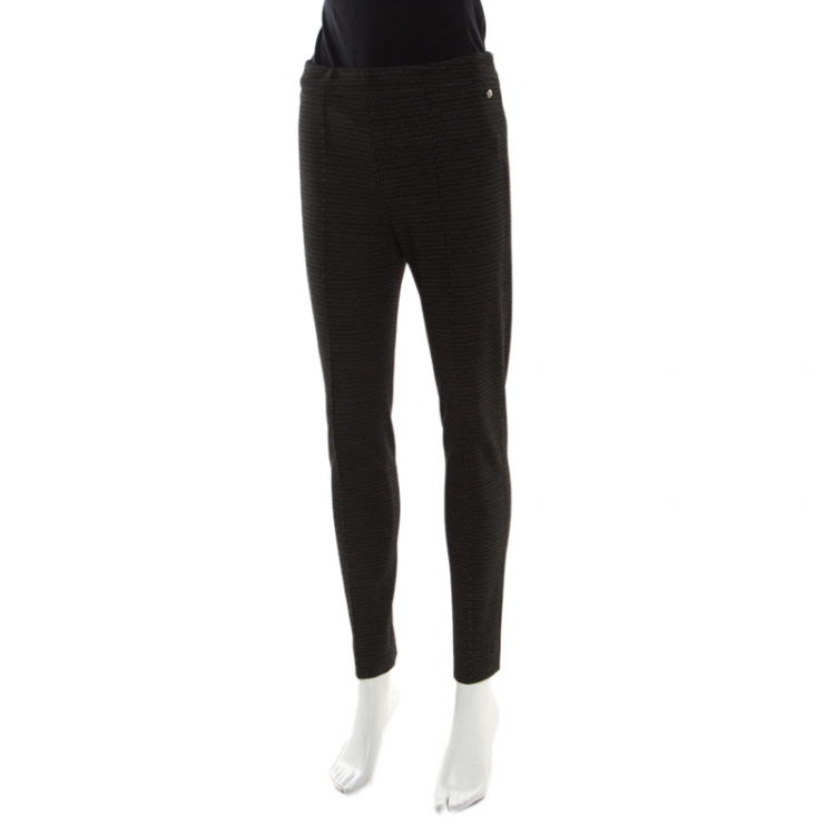Pre Owned Max Mara Monochrome Dotted Jacquard High Waist Skinny Pants S