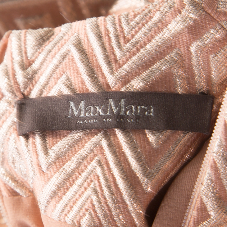Pre Owned Max Mara Blush Pink Lurex Jacquard Patterned Sleeveless Gabriel Evening Gown S