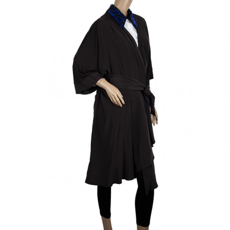 مملوكة مسبقًا Max Mara Black Wrap Silk Dress L