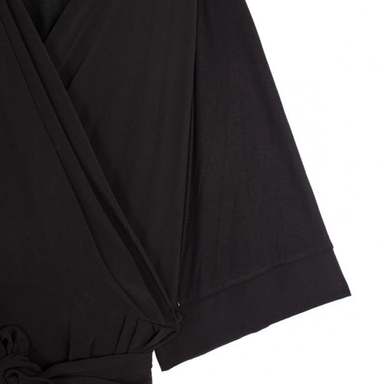 مملوكة مسبقًا Max Mara Black Wrap Silk Dress L