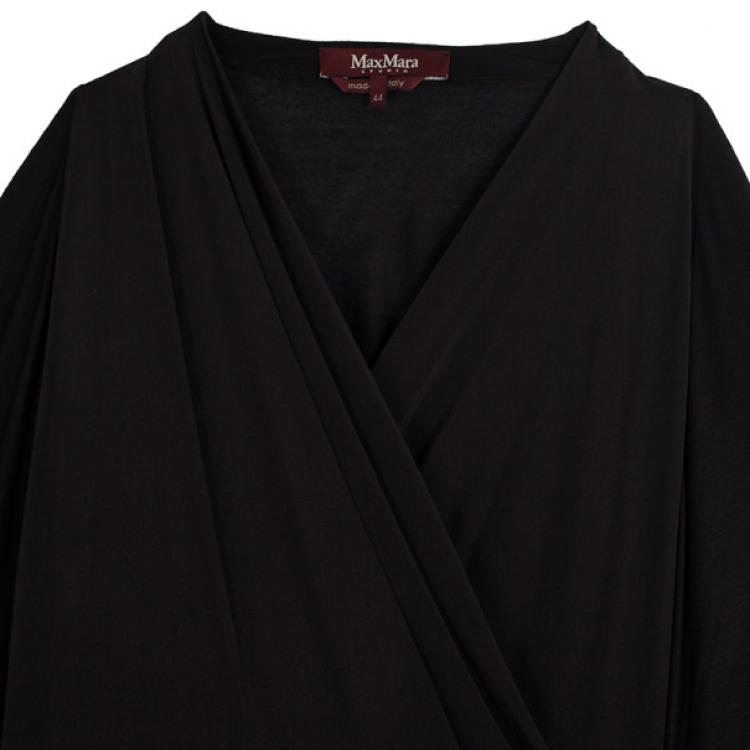 مملوكة مسبقًا Max Mara Black Wrap Silk Dress L