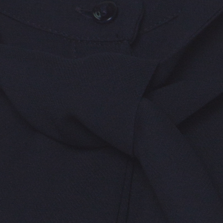 Pre Owned Max Mara Navy Blue Crepe Tie-Neck Detail Front Button Shirt L 