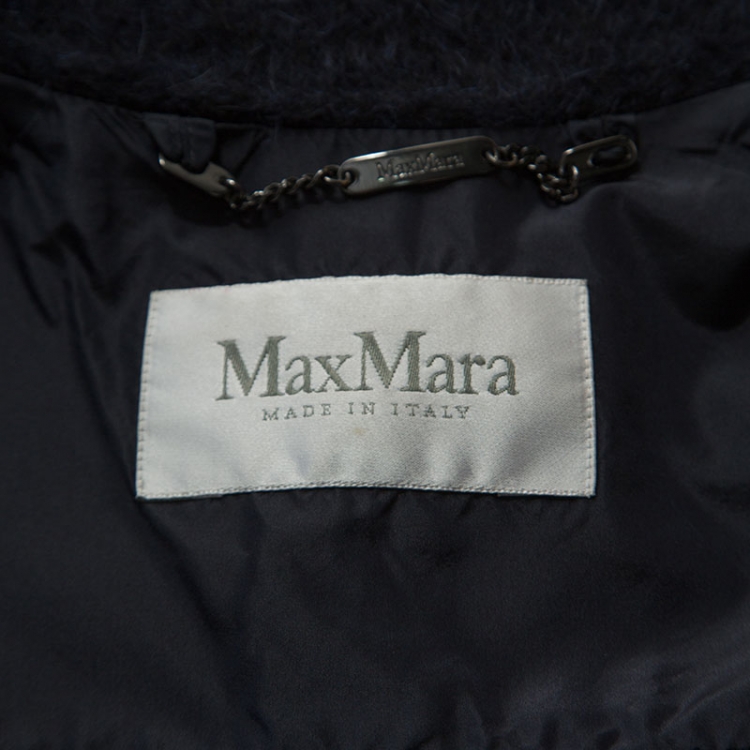 مملوكة مسبقًا Max Mara Navy Blue Alpaca Coat S