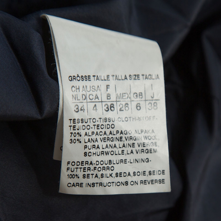 مملوكة مسبقًا Max Mara Navy Blue Alpaca Coat S