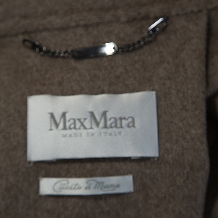 Pre Owned Max Mara Light Brown Cashmere Double Breasted Hand Cut Coat M