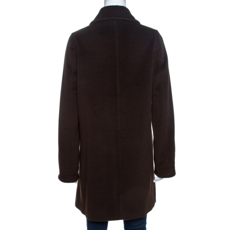 مملوكة مسبقًا Max Mara Dark Brown Wool Long Coat M