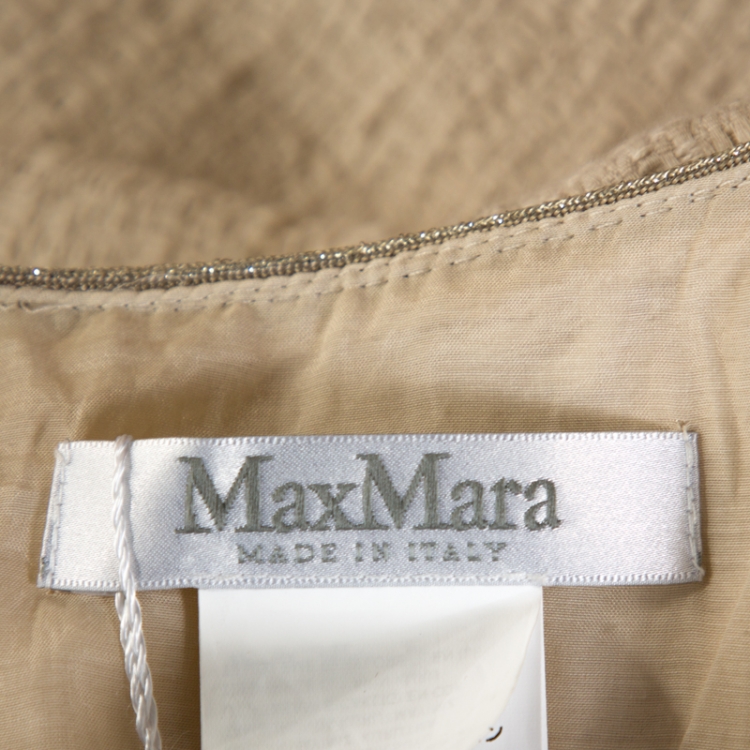 Pre Owned Max Mara Cream Cotton Tweed Lina Sheath Dress M
