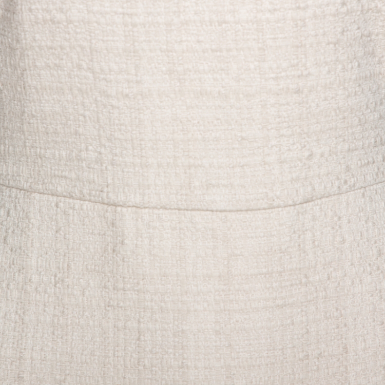 Pre Owned Max Mara Cream Cotton Tweed Lina Sheath Dress M