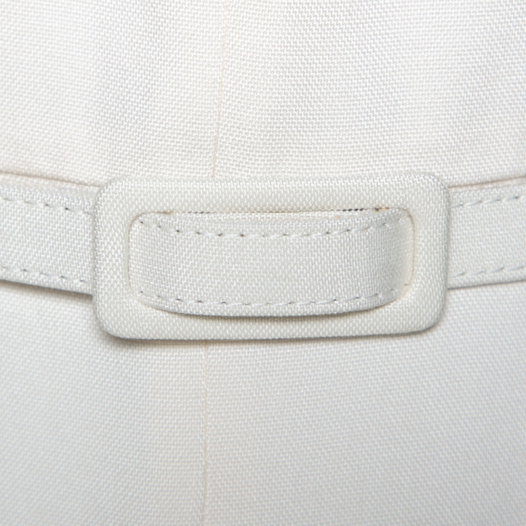 Pre Owned Max Mara Ivory Silk Belted Alamaro Jumpsuit L