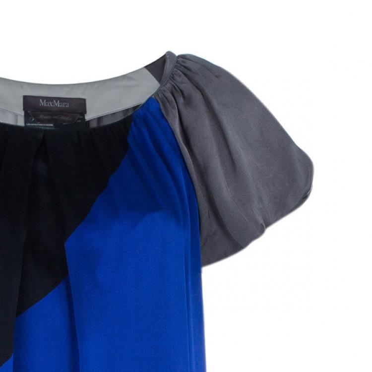 Pre Owned Max Mara Colorblock Silk Satin Dress L