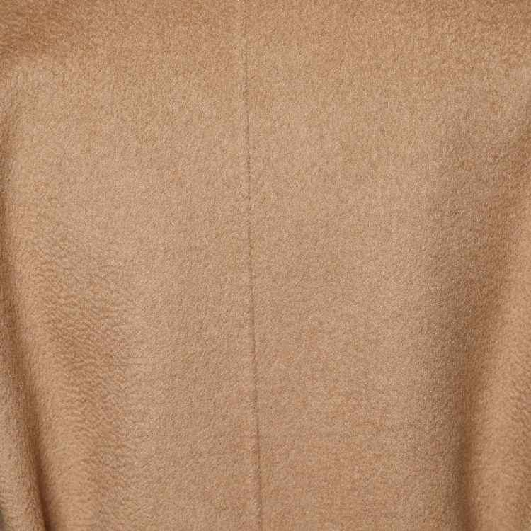 Pre Owned Max Mara Beige & Grey Camel & Wool Reversible Belted Overcoat L