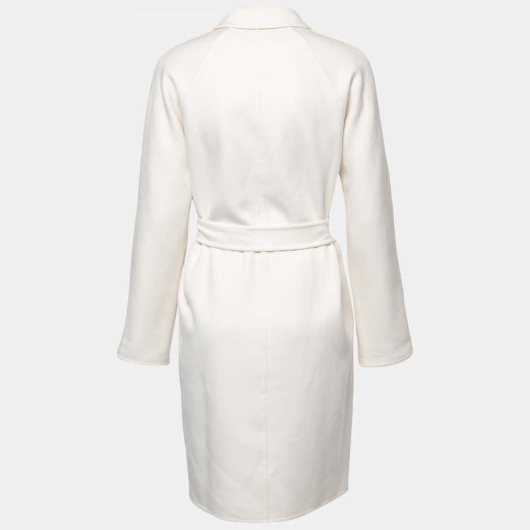 Pre Owned Max Mara Cream Wool Belted Coat S