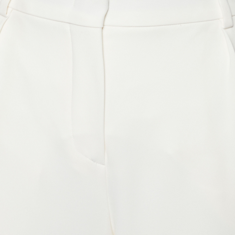 Pre Owned Max Mara  Studio Off White Crepe Tapered Leg Pants S