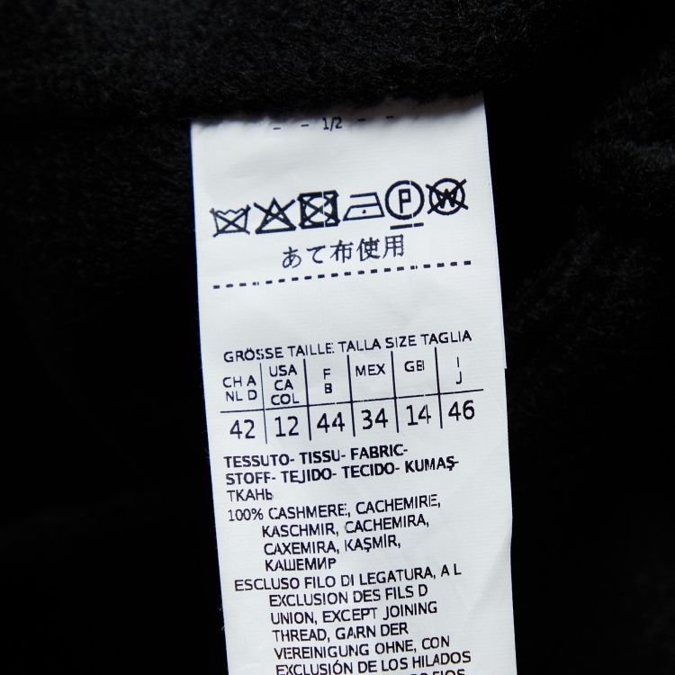 Pre Owned Max Mara Black Cashmere Belted Long Coat L