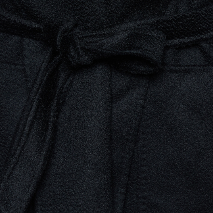 Pre Owned Max Mara Black Cashmere Belted Long Coat L