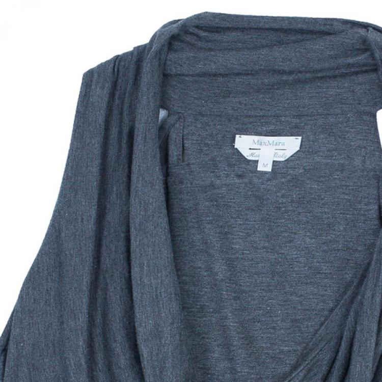 Pre Owned Max Mara Grey Cowl Neck Top M