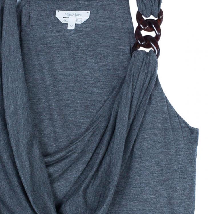 Pre Owned Max Mara Grey Cowl Neck Top M