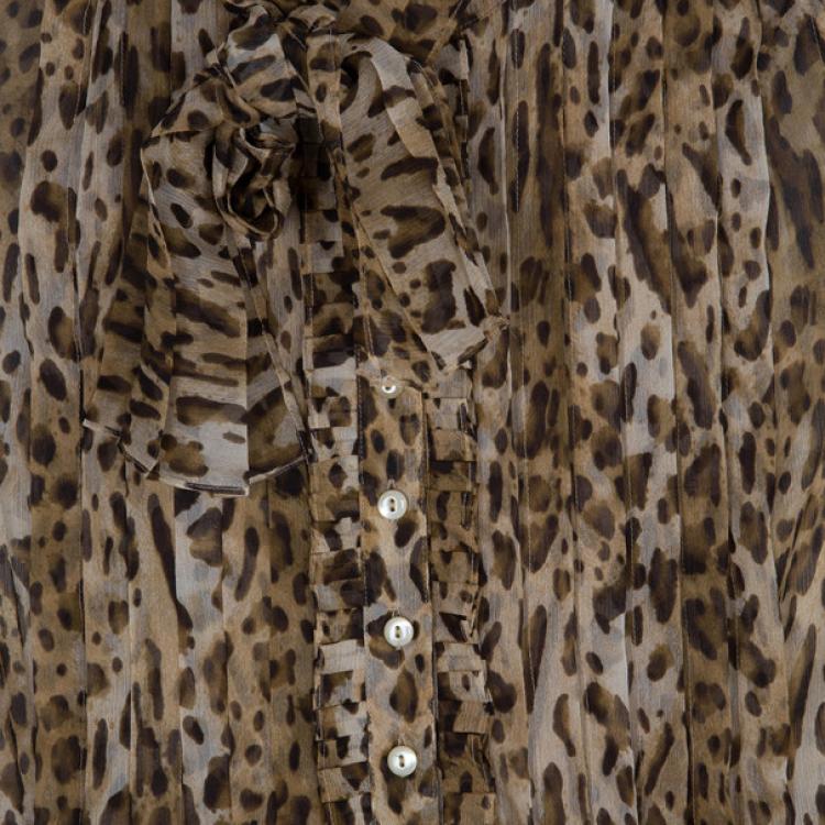 Pre Owned Max Mara Leopard Print Chiffon Top S