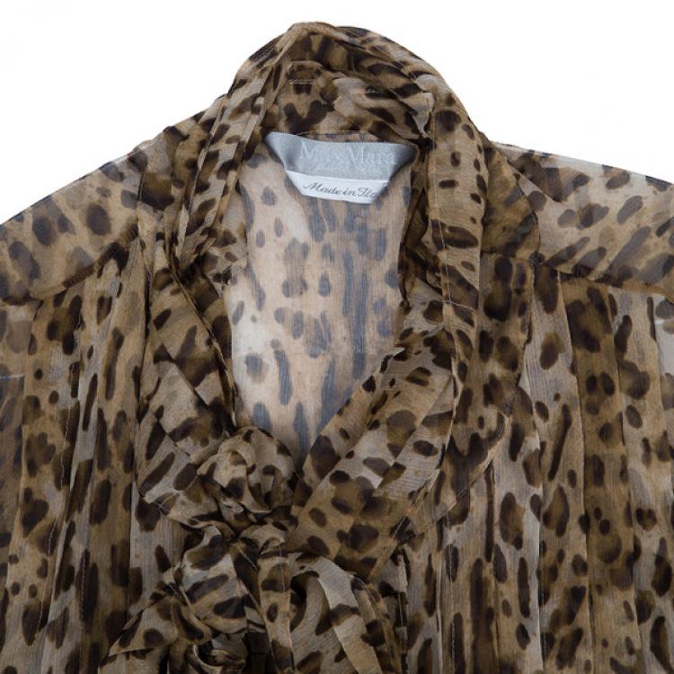 Pre Owned Max Mara Leopard Print Chiffon Top S