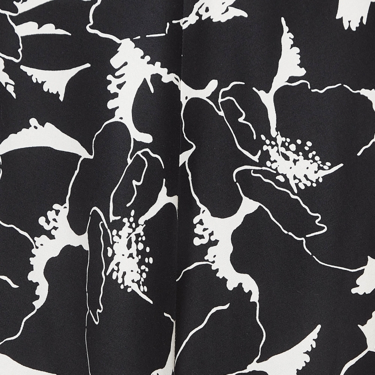 Pre Owned Max Mara Black/White Floral Print Cotton Flared Maxi Skirt XS