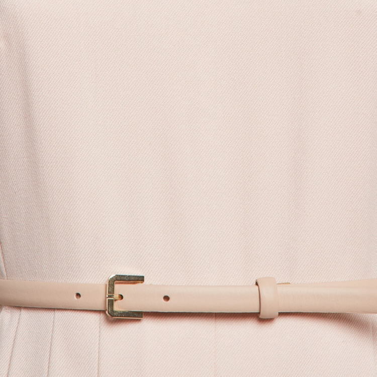 Pre Owned Max Mara Pink Wool Belted Midi Dress S