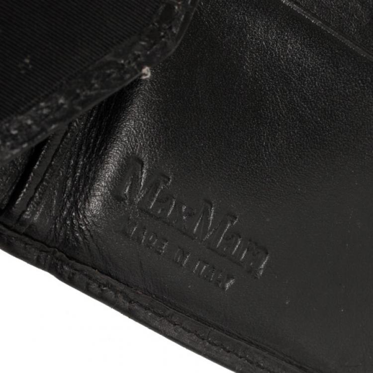 Pre Owned Max Mara Crocodile Print Leather Flap Wallet