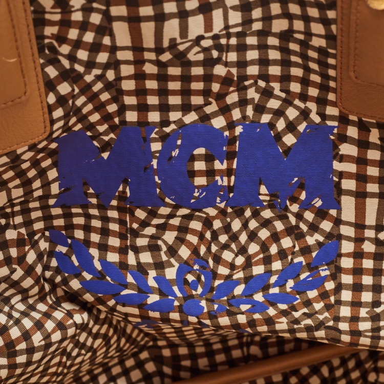 Pre Owned MCM Cognac Visetos Coated Canvas Large Reversible Liz Shopper Tote