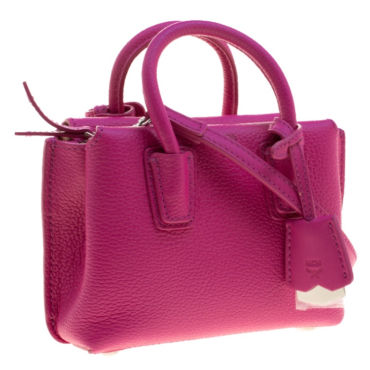 Pre Owned MCM Pink Leather X Mini Milla Crossbody Bag