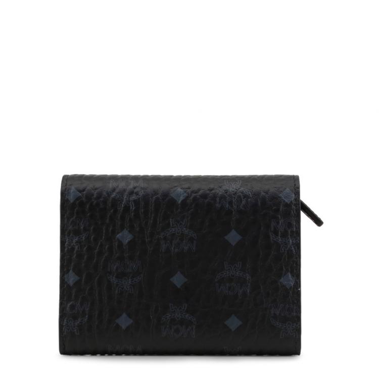 Pre Owned MCM Black Visetos Coated Canvas Small Three Fold Wallet