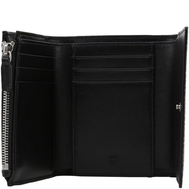 Pre Owned MCM Black Visetos Coated Canvas Small Three Fold Wallet