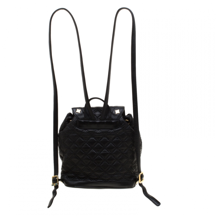 Pre Owned MCM Black Quilted Leather Stark Backpack