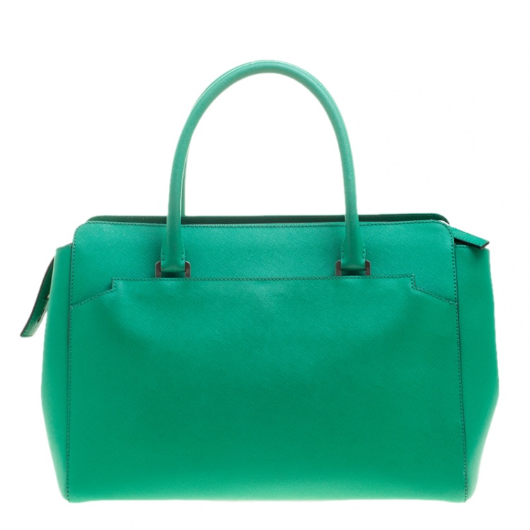 Pre Owned MCM Green Leather Convertible Tote