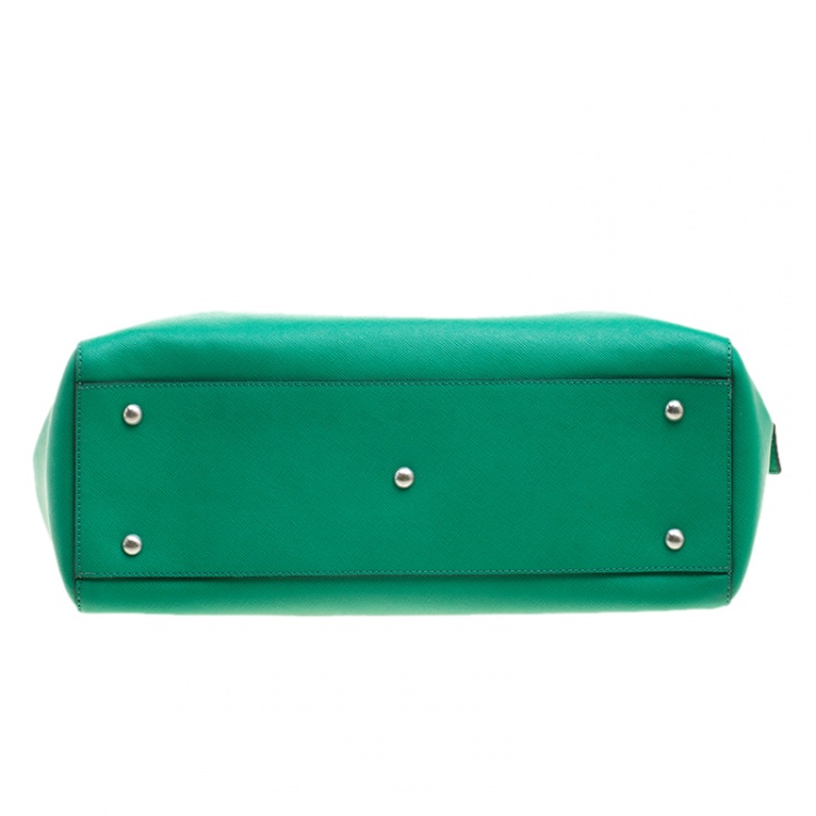 Pre Owned MCM Green Leather Convertible Tote